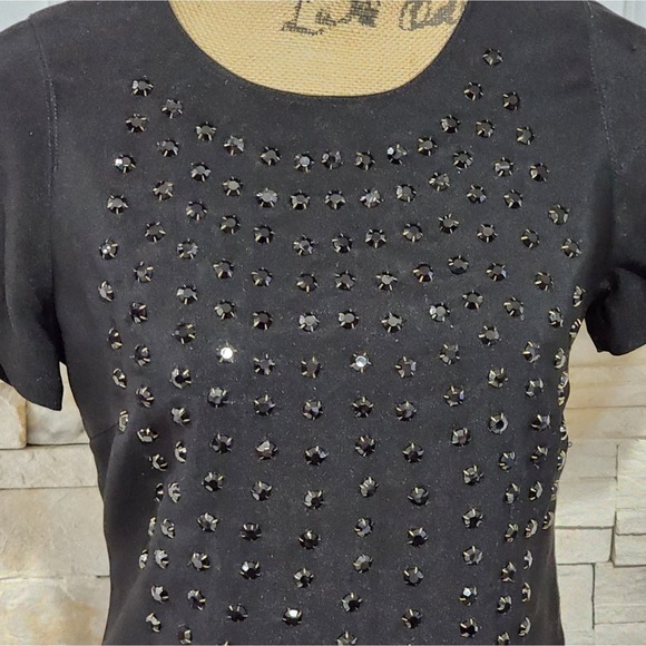 KARTA LBD black beaded vintage mini shirt‎ dress size large - Picture 2 of 9